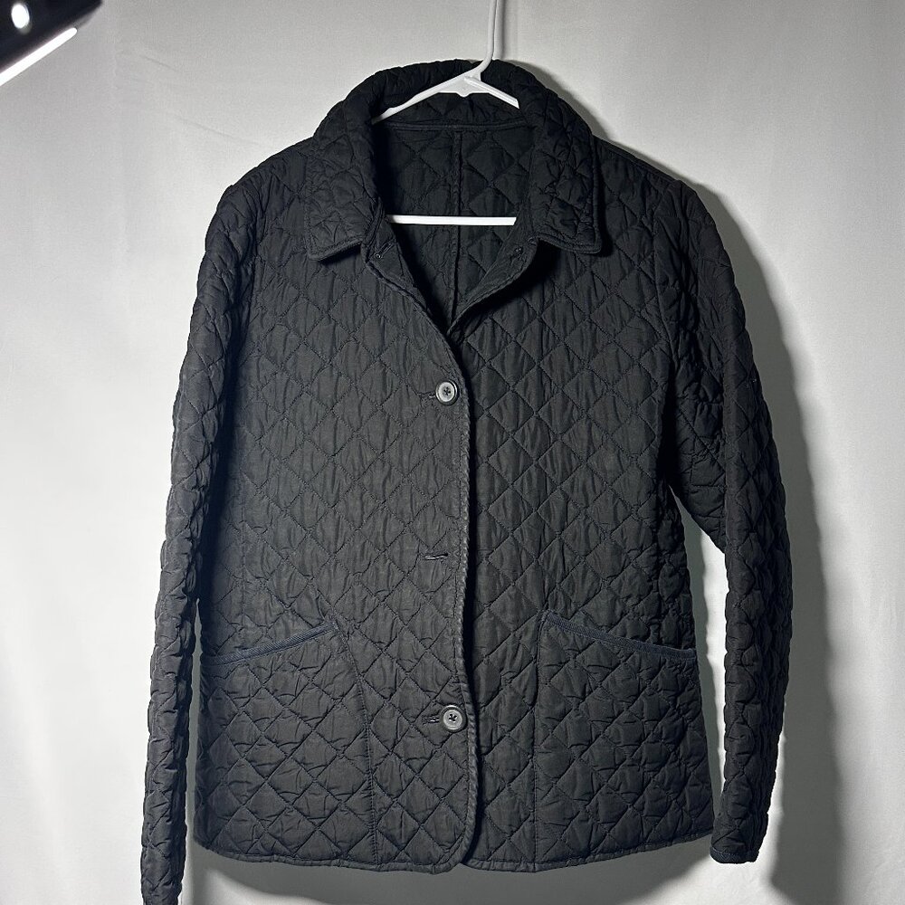 Banana Republic Black Quilted Lightweight Jacket Women’s Medium *Button Missing*